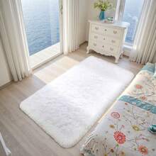 EDIMENS Long Hallway Runner Rug 80x300, High Pile Bathroom Rug Non-Slip, Fluffy Washable Kitchen Rug Bath Mat, Rugs For Bedroom Bed Runner Hallway Living Room - 白色 - 查看 2
