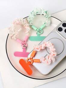 1pc New Polka Dot Fabric Pleated Short Phone Lanyard With Metal Buckle Wrist Strap, Universal Camera Phone Key Chain Anti-Loss Anti-Drop Wrist Chain Phone Accessory - Multicolor - View 7