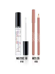 MISSLYN 2Pcs Lip Makeup Set, Lip Gloss & Lip Liner Combo, Mirror Shine Lip Gloss, Waterproof Lip Liner, High Shine, Nude Pink Lip Look, Long-Wearing Lip Makeup For Daily Wear, Date & Holiday - #18+#35 - View 10