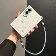 Casing Motif Cangkang Kucing Lucu Korea dengan Tali Portabel, Kompatibel dengan Galaxy Z Fold8 Wide ZFold8 Back Cover - Putih - View 3