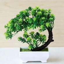 2D Flat Printed Acrylic Material 1pc - Artificial Plant Small Potted Bonsai, Fake Flower Small Tree Grass Ball Bonsai, Home Living Room Desktop Decor Small Ornament Set, Artificial Plant, Home Decor, Room Decor, All Season Use - White - View 3