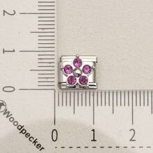 1pc Floral Rhinestone Italian Style Bracelet Charm, Multi-Color Crystal Flower Stainless Steel DIY Bracelet Pendant Jewelry Making Accessory - Flower Module - View 12