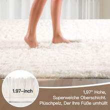EDIMENS Long Hallway Runner Rug 80x300, High Pile Bathroom Rug Non-Slip, Fluffy Washable Kitchen Rug Bath Mat, Rugs For Bedroom Bed Runner Hallway Living Room - 象牙白 - 查看 7