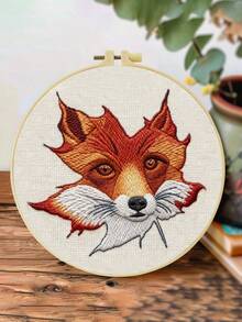 1件 20*20cm/7.9*7.9in 狐狸/貓咪刺繡套件,DIY手工刺繡套裝,適合成人初學者,居家禮物,女性縫紉禮物,含使用說明書、印花布料、刺繡框、針與線 - A - 查看 16