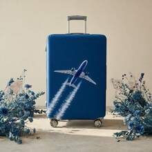 Realistic Jet Plane With Vapor Trail Deep Blue Luggage Cover - Multicolor - View 6