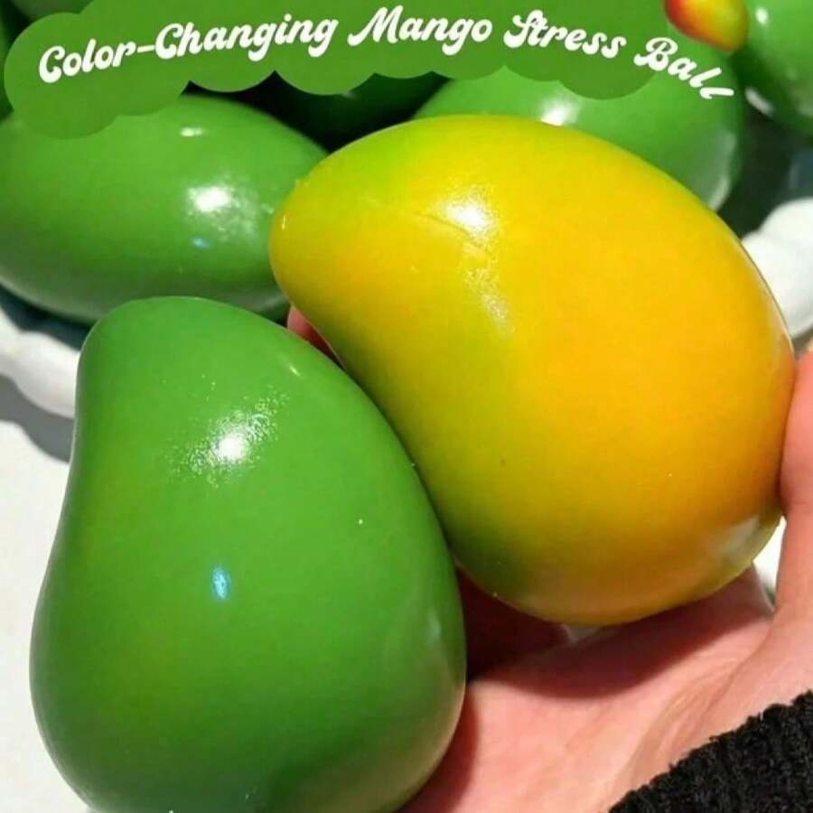 Handmade Crispy Mango Stress Ball Squeeze Toy, Color-Changing Mango Squeeze Stress Relief Ball, ASMR Sensory Decompression Toy - Multicolor - View 1