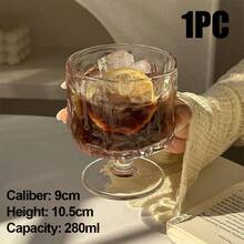1pc Premium Creative Pink Frosted Textured Glass Cup, Dessert Cup, Wine Glass, Beverage Cup, Juice Cup With High-End Feel And Texture, Thickened Glass, Embossed Stemware, Suitable For Home, Bar, Milk Tea Shop, Cafe, Restaurant, Also As Back To School Gift - Multicolor - View 14
