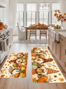1/16Pcs Autumn Theme Doormat, Thanksgiving Door Mat, Printed With Nordic Faceless Gnome, Pumpkin, Maple Leaf, Berry Pattern, Autumn Harvest Festival Decor Mat, Welcome Kitchen Rug, Dirt-Resistant Floor Mat, Autumn Party Decoration - Multicolor - View 5