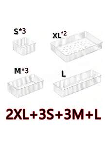 1/7/8/9 Pcs Drawer/Desktop Cosmetic Organizer, Shatterproof Multi-Compartment Jewelry Small Item Organizer, Exquisite Storage Box, Room Decor, Home Decor, Fall Decor, Bedroom Decor, Christmas And New Year Gift, Back-To-School Gifts,Stationery Storage - Clear - View 11