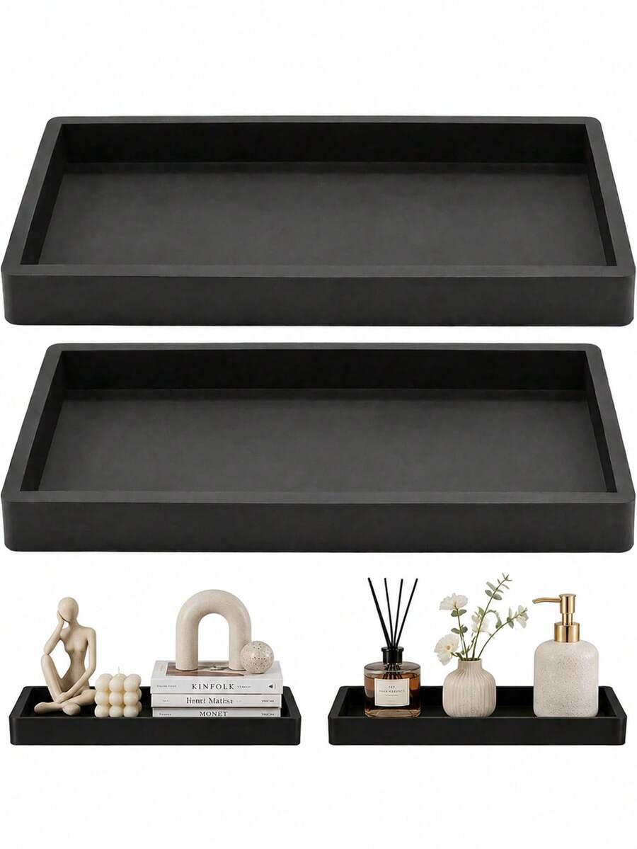 Silicone Bathroom Vanity Tray Organizer, Large Rectangular Waterproof Countertop Storage Tray, Minimalist Makeup Perfume Skincare Organizer, Modern Home Decor Tray For Bathroom, Bedroom, Kitchen And Personal Care Accessories