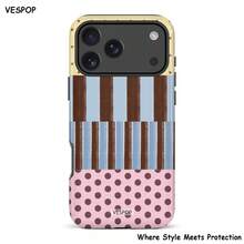 VESPOP Color Block Striped Phone Case, Retro INS Style Full Coverage Shockproof Protective Cover - For IPhone 18/17/16/15/14/13/12/11 Pro Max/Pro Plus/12 Mini/13 Mini, Compatible With Galaxy S26 S25 S24 S23 S22 S21 Plus Ultra, Compatible With Pixel 8 9 10 PRO - Mixed Color 1 - View 1