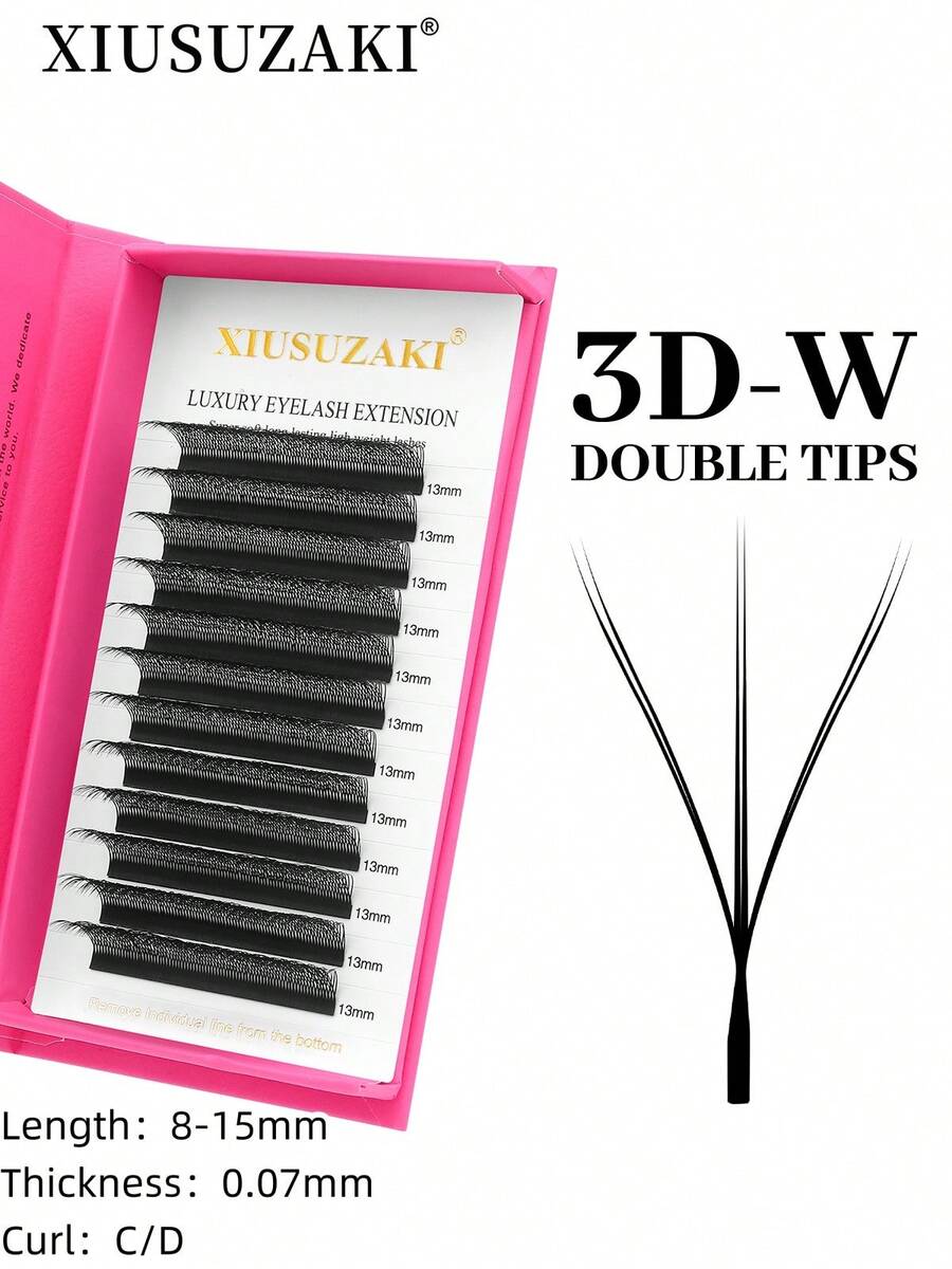 XIUSUZAKI 12排雙尖3D W 0.07mm 睫毛接穗 自動開花睫毛簇 輕量預製 全密自然柔軟 個別睫毛 專業女性用 隨機包裝睫毛簇 - 黑色 - 查看 1