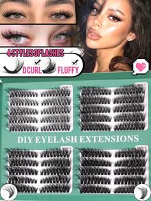 GROINNEYA 20 Rows Fairy Lash Clusters 4-IN-1 Styles Cluster Lashes DIY,Mix Length Cluster Eyelash Extensions,Soft Wispy Individual Lashes,Voluminous 5D Eye Lash Clusters Puffy Soft Single Lashes,Easy At-Home Self-Application,Suitable For Role-Playing - C - View 7