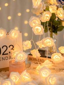 1件裝人造玫瑰LED串燈,婚禮、求婚、告白、生日、節日、派對花朵造型裝飾燈,浪漫氛圍花燈,活動裝飾道具燈,仙女燈 - 彩色 - 查看 6