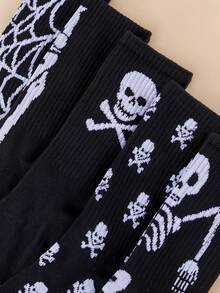 1/5 Pasang Stoking Motif Tengkorak dan Jaring Laba-laba Gaya Gotik untuk Halloween, Cocok untuk Pesta Halloween, Pakaian Sehari-hari, Dapat Digunakan Sebagai Hadiah Liburan - MultiWarna - View 5