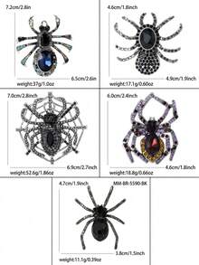 Halloween Rhinestone Spider Brooches - Insect Pins For Women Unisex Casual Party Accessories / Friends Gifts Badges Decoration - Spider - View 6