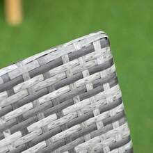6-Seater Rattan Dining Set Garden Furniture Patio Rectangular Table Cube Chairs Outdoor Fire Retardant Sponge Grey - Multicolor - View 7