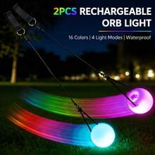 Bola giratoria suave con luz LED, bola iluminada de mano (con modos de luz multicolor, control por botón) - Un accesorio iluminado para fiestas, bodas y bailes. Bola de baile giratoria de PVC duradero, alimentada por baterías de botón, - Bola Poi LED brillante - Ver 11