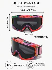3 Buah Kacamata Ski TPU Bingkai Besar Satu Bagian, Bingkai Penuh Dilapisi Busa, Gaya Pasangan untuk Ski Musim Dingin, Papan Tunggal/Ganda, Snowmobile, Mendaki, Kacamata Pelindung Tahan Angin, Motif Warna-warni, Unisex - MultiWarna - View 6