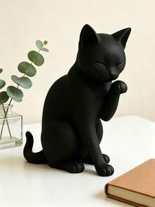 1pc Modern Black Cat Statue - 3D Printed Plastic Figurine, Suitable For/Decor, Minimalist Window Sill And Desktop Decoration, Room, Shelf Collectible Architectural Decor - Black Cat Sculpture Decorative Gift - Multicolor - View 1