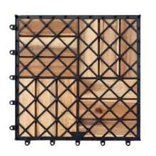 Piso de Madera para Exterior y Jardín 10 Piezas,Deck de Madera de Acacia Modular para Terraza y Regadera, Baldosas Interconectables 30x30 cm Cubre 0.93 m² (Parquet Gold - Parquet Dorado - Ver 3