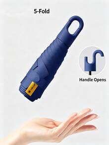 1pc 50% Off Mini Travel Folding Umbrella, Compact Portable Pocket Sun Umbrella, Capsule Style UV Protection Sun And Rain Umbrella, With Rotatable Open/Close Ring Handle, Suitable For Travel, Hiking, College Students, Office Workers, Back To School, Outdoor Essential - Multicolor - View 11