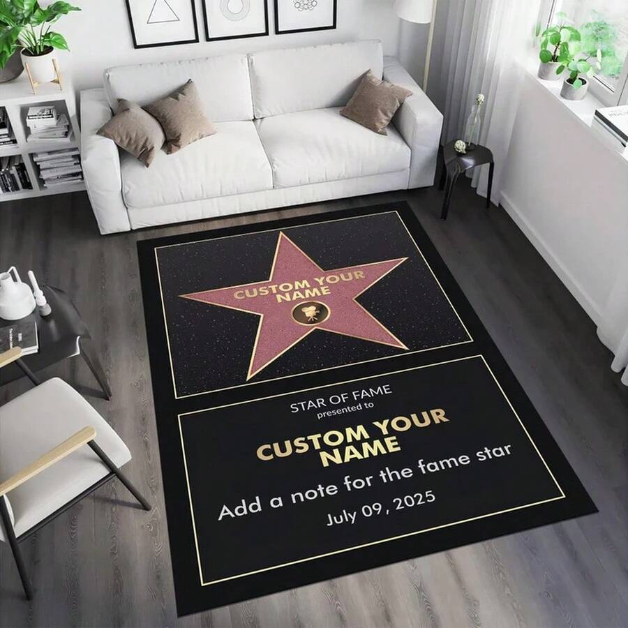 Alfombra Walk Of Fame, Alfombra de Fama, Alfombra Personalizada, Alfombra, Alfombras Personalizadas con Nombre de Estrella de Celebridad, Regalo para Mujer, Alfombra de Estrella, Alfombra de Guardería Alfombras & Tapetes, Alfombras & Tapetes Personalizados