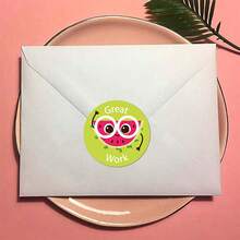 500 Stücke Cartoon Tier Englisch Belohnungsaufkleber, 1 Zoll rund, 3 Stile zur Auswahl, süße handgezeichnete Cartoon Bilder "Exzellent", erster Schultag - Verschiedenfarbig - Übersicht 4