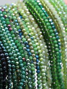 2Strands(Around 156pcs) 6mm Green Color Glass Beads For Jewelry Bracelets Making DIY Accessories - 6mm - View 2