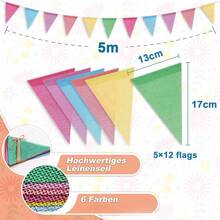 Set con 3 banderas decorativas, 5 metros de largo, reutilizable, adecuado para decoraciones de cumpleaños al aire libre, fiestas y decoraciones festivas - Multicolor 3 piezas - Ver 7