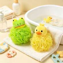 1pc Cartoon Decoration Foam Bath Ball, Bathroom Home, Bathroom Decoration, Effective Body Scrubbing, Back Scrub Towel, High-Quality Mesh Materials, Convenient Strap Design, Smooth Skin, Very Suitable For Daily Use. - Multicolor - View 5