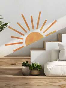 Multiple Simple Watercolor Sun And Reed Self-Adhesive Wall Stickers, Removable And Waterproof With No Residue, Featuring Sun, Flying Birds, And Autumn Reed Scenery Patterns, Perfect For Bedroom And Living Room Wall Decoration. - Wall Stickers - View 5