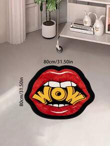 1pc Sweet Cool Retro Cartoon Style Flame Red Lips WOW Asymmetrical Rug, Bedroom Bathroom Makeup Studio Rug, Wedding Confession Scene Decor Rug, Decorative Rug, Bedroom Decor, Small Rug, Rug, Home Decor, Living Room Rug, Living Room Small Rug, Bedroom Rug, Living Room Home Decor, Outdoor Rug, Enhance Home Style, Suitable For Adding Home Charm Decor - Multicolor - View 17