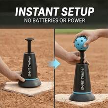 Baseball Batting Tee Pop-Up Hitting Trainer With Popper Ball, Launches Up To 1 Meter High, No Batteries Required, Durable Nylon T-Ball Swing Practice Aid For Backyard And Outdoor Sports, Halloween Gift - 1 Base + 1 Ball - View 8