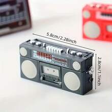 Mini Retro Radio Model, Fully Detailed Replica Vintage Cassette Radio Model, Classic Gray Mini Version Suitable For Dollhouse Scene Setup, Retro Desktop Decoration, Photography Prop - Mini Radio - View 3