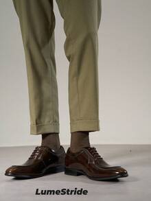 VeloEdit Men Crew Socks | Business & Everyday | Versatile Dress Socks | Comfortable Cotton | All-Match Style - Coffee Brown - View 4