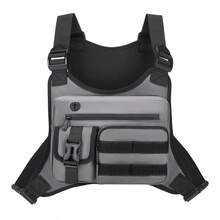 Men's Tactical Chest Bag, Black Adjustable Shoulder Strap Multi-Pocket Chest Bag, Suitable For Running And Outdoor Use - Multicolor - View 10