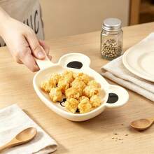 1pc Cute Panda Shaped Ceramic Plate With Handle, Cartoon Animal Baking Dish, Breakfast Small Serving Tray For Desserts, Snacks, Nuts, And Fruits, Creative Animal Shaped Kitchen Tableware - Multicolor - View 8