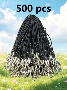 1 Pack 10/30/50/100/200/300/500/1000pcs Multicolor Black Pendant Rope Lanyard Lasso Hanging Rope Lobster Clasp Rope Keychain Hook Phone Set Pendant Jewelry Accessories - Black - View 20