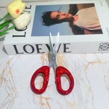 1pc Luxury Rhinestone Stainless Steel Scissors, Portable Multi-Purpose Scissors, Suitable For Office, Home, Tailoring And Sewing, For Adults Only, 18+ Age Restriction - Multicolor - View 9