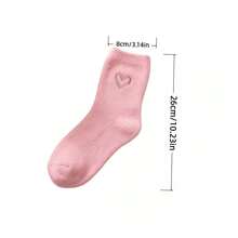 5 Pairs Heart Embroidery Socks, Cute Warm Fluffy Thick Mid-Calf Socks, Suitable For Autumn/Winter, Women's Hosiery And Socks, Random Color - Multicolor - View 3