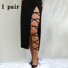 1 Pair Elastic Cross Strap Sexy Leg Sleeves And Garter Belt Designed For Halloween And Music Festival Dancing, Can Be Used As Body Harness, Multi-Color Elastic Cross-Back Leg Chain Vintage Style Body Chain Jewelry Decoration, Solid Color Role Play Tropical Thigh Decoration Leg Band, Multiple Colors Available, Dance Costume Accessories, Halloween Costumes Women, Costume, Ballet, Dance Outfit, Dance Stuff, Dance, Carnival Outfits Women - Multicolor - View 13