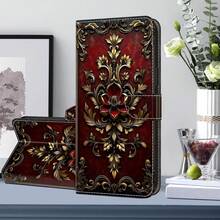 GLANDOTU Vintage Baroque Style Red & Gold Floral Pattern PU Leather Phone Wallet Case, With Card Slots, Lanyard And Stand, Compatible With Multiple Phone Brands And Models - Multicolor - View 7