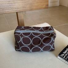 1pc Black And White Geometric Pattern Makeup Bag, Zipper Portable Cosmetic Pouch, Multi-Functional Travel & Daily Storage Bag - Makeup Bag - View 18