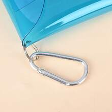 1pc Transparent Mini Storage Pouch, Waterproof & Stain Resistant, Compact And Portable, Metal Snap Closure & Detachable Carabiner, Ideal For Back To School Small Portable Stationery, Multi-Purpose Pouch For Earphones, Keys And Cards - Blue - View 3