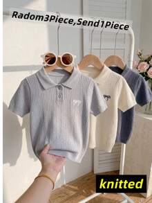 女童校風純色刺繡 3 件組隨機發送 1 件 蝴蝶結 POLO 領針織套頭上衣 薄款鏤空鈕扣開襟毛衣 夏秋款 - 灰色 - 查看 2