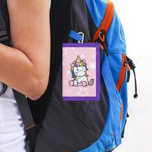 1pc Cute Pink Unicorn Trifold Wallet - Cat Unicorn Pattern, Multiple Card Slots, Key Chain And ID Window, Perfect For Birthday Gift - Multicolor - View 6