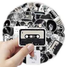 50 Buah Stiker Vinyl Elemen Musik Hitam Putih Tahan Air untuk Skateboard, Tumbler, Headphone, dan Dekorasi Estetik - 50 buah - View 4