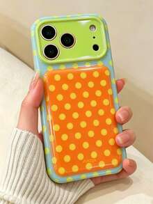 可愛波點圖案多巴胺配色手機殼，適用於 iPhone 17 Pro Max 17 Pro 16 Pro 16 Pro Max 15 Pro Max 15 Pro 14 Pro Max 14 Pro 13 Pro Max 13，柔軟防震保護套 - 橘色 - 查看 3