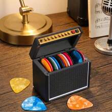 1pc Black 3D Printed Ukulele Guitar Pick Storage Box, Desktop Ornament Bass Accessory, Vintage Guitar Amp Pick Holder, Flip-Top Quick Storage Design, Guitarist Dedicated Pick Organizer - Multicolor - View 6